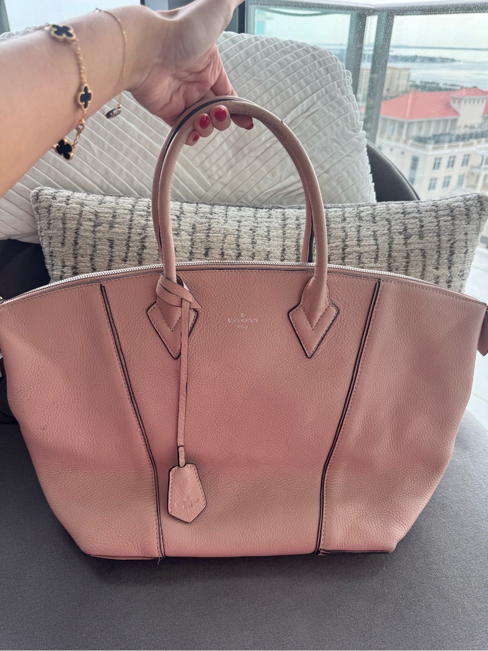 Louis Vuitton Blush Pink Pebbled Leather Top-Handle Tote